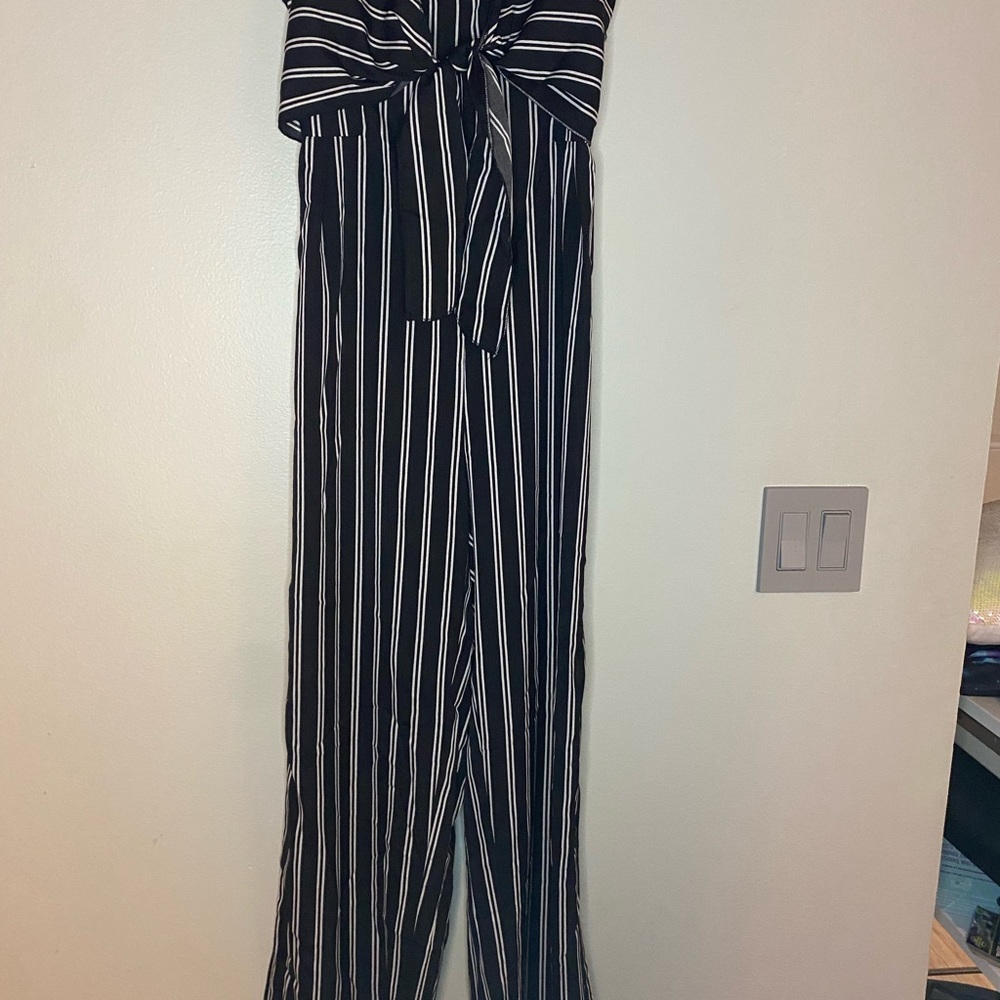 Black white jumpsuit.